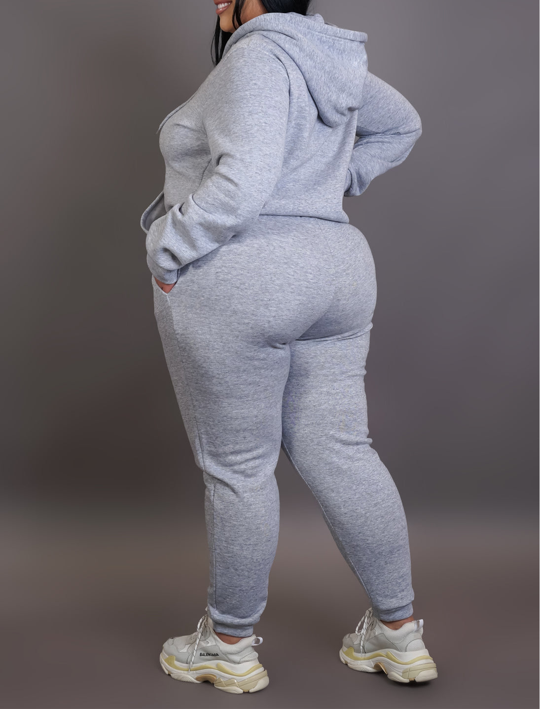 Samira Plus Size two piece pant set- Grey