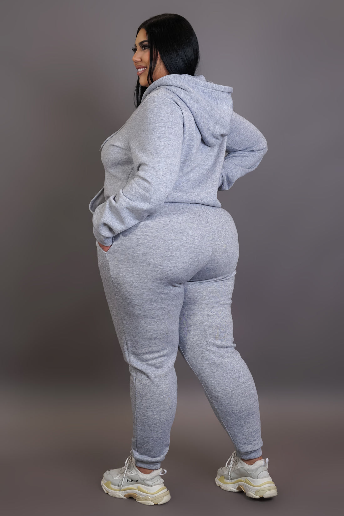 Samira Plus Size two piece pant set- Grey