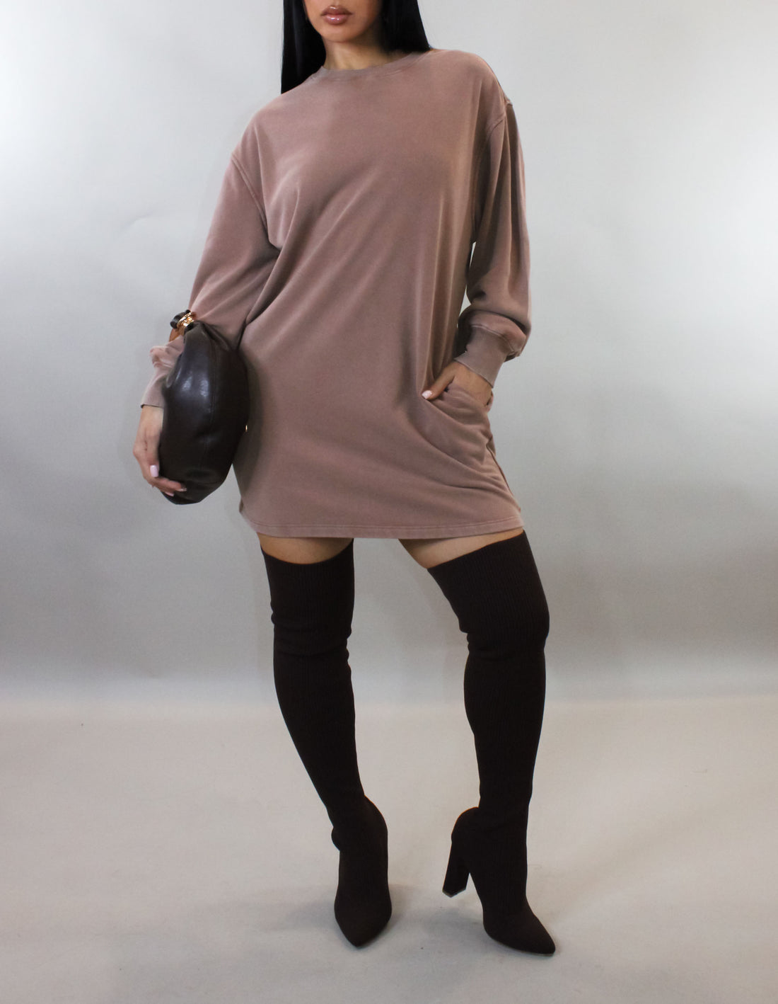 Beautiful Nights Mini Dress / Sweater - Rose