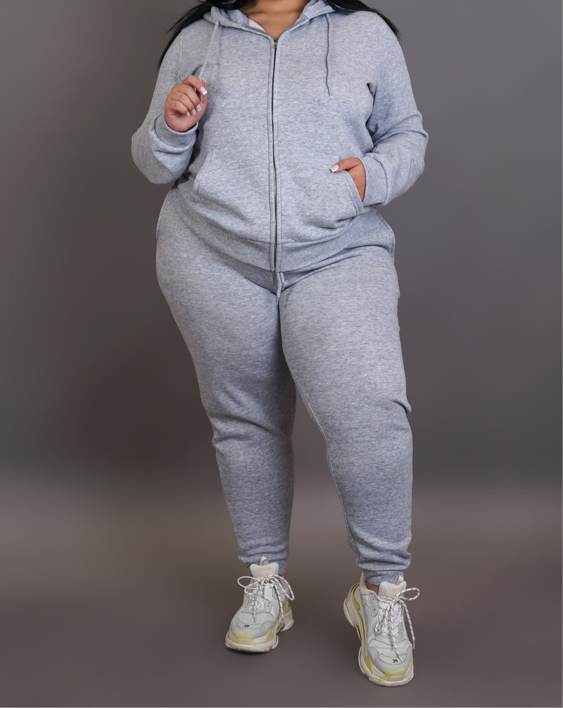 Samira Plus Size two piece pant set- Grey