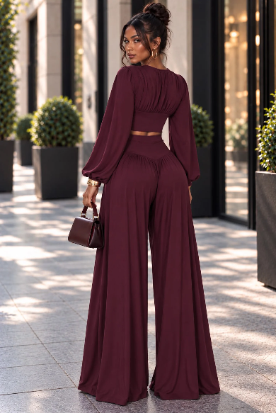 After Party Pants Set (burgundy)