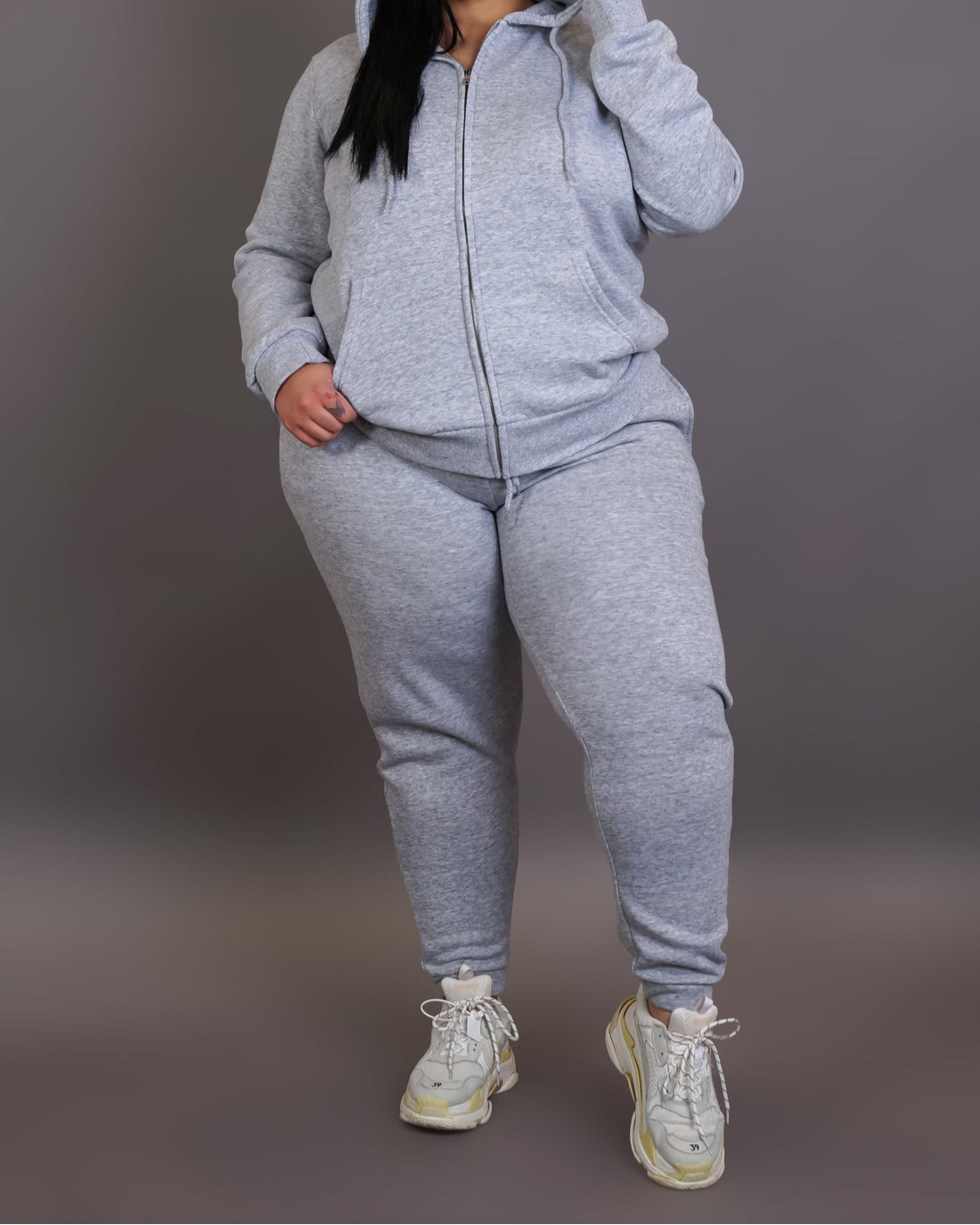 Samira Plus Size two piece pant set- Grey
