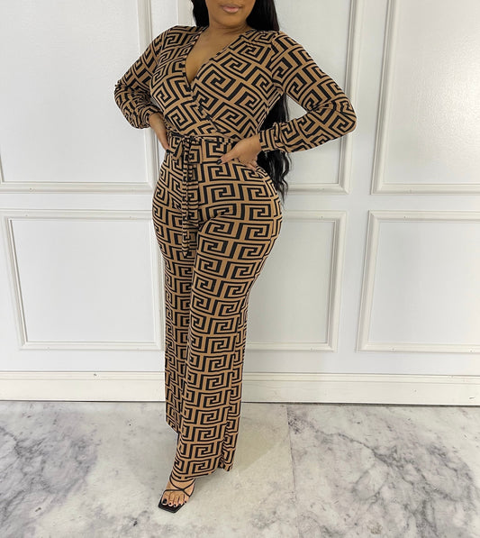 Maze Print wide leg jumpsuit