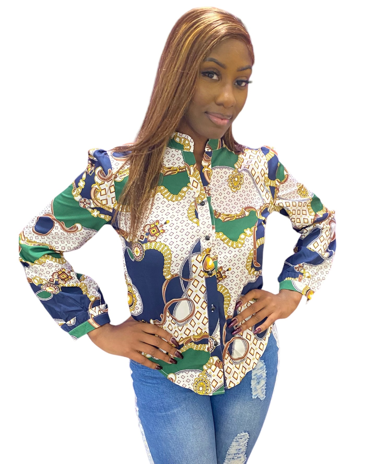 Chain print blouse