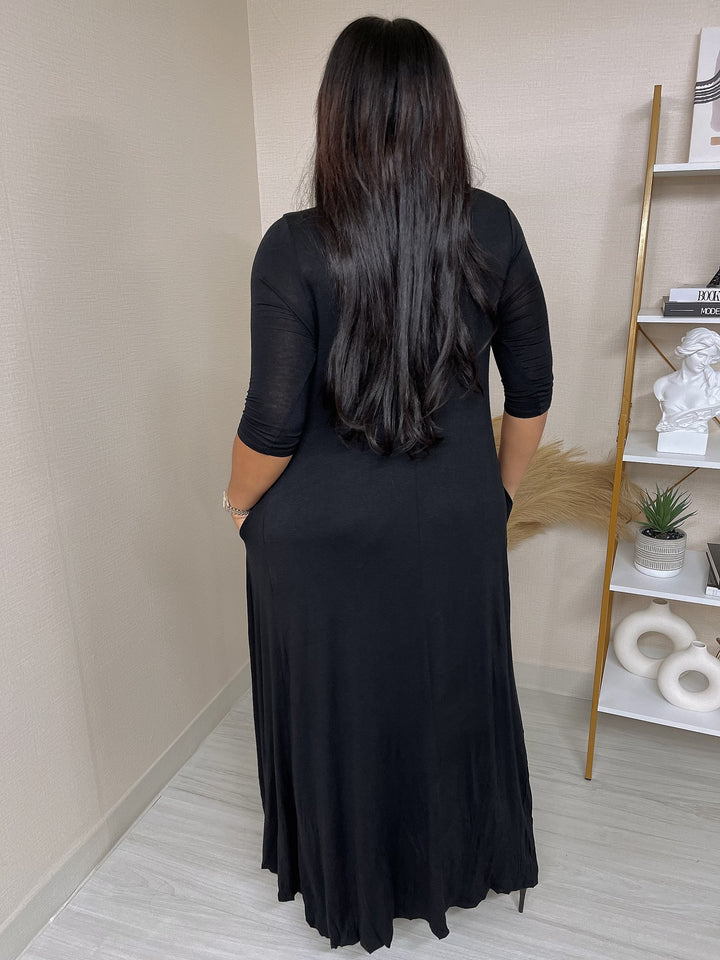 Sleeve pocket flare dress( belt not included)