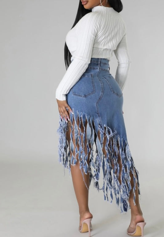 Denim tassel Skirt
