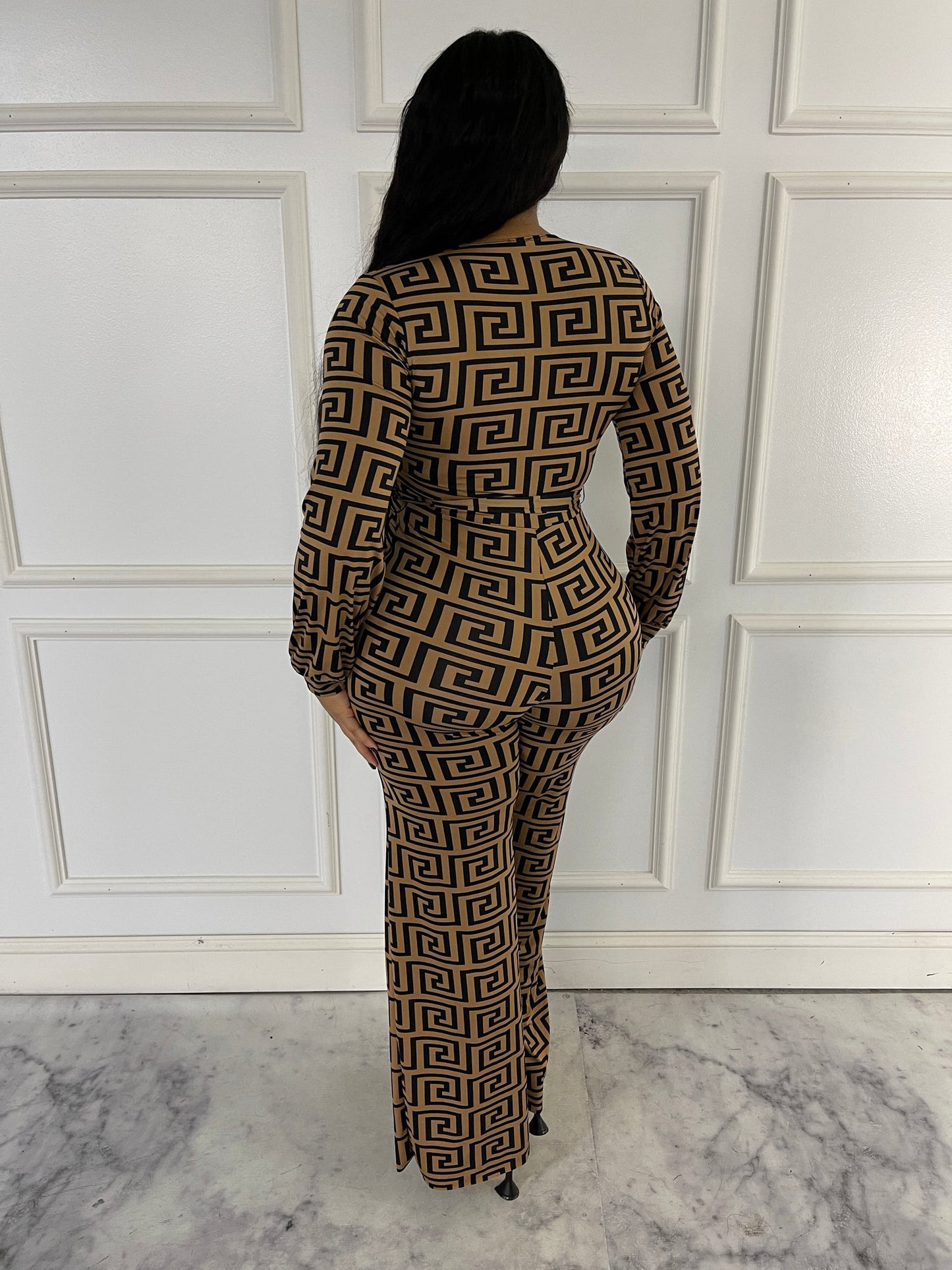 Maze Print wide leg jumpsuit