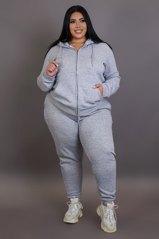 Samira Plus Size two piece pant set- Grey