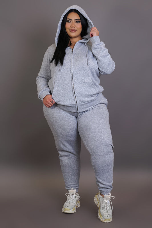 Samira Plus Size two piece pant set- Grey