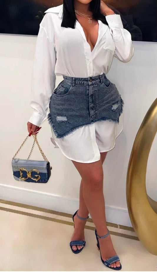 2pcs Denim Dress skirt
