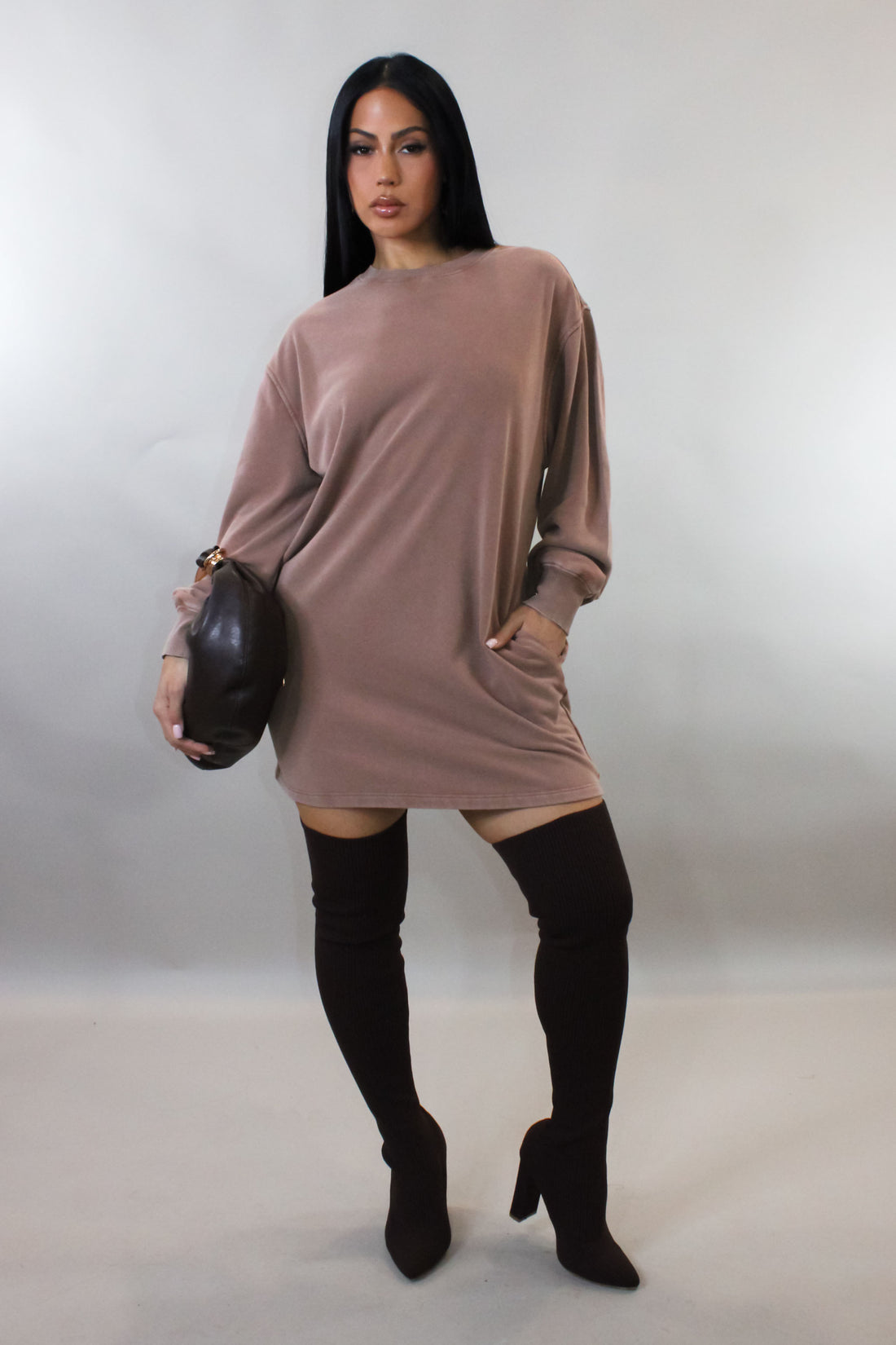 Beautiful Nights Mini Dress / Sweater - Rose