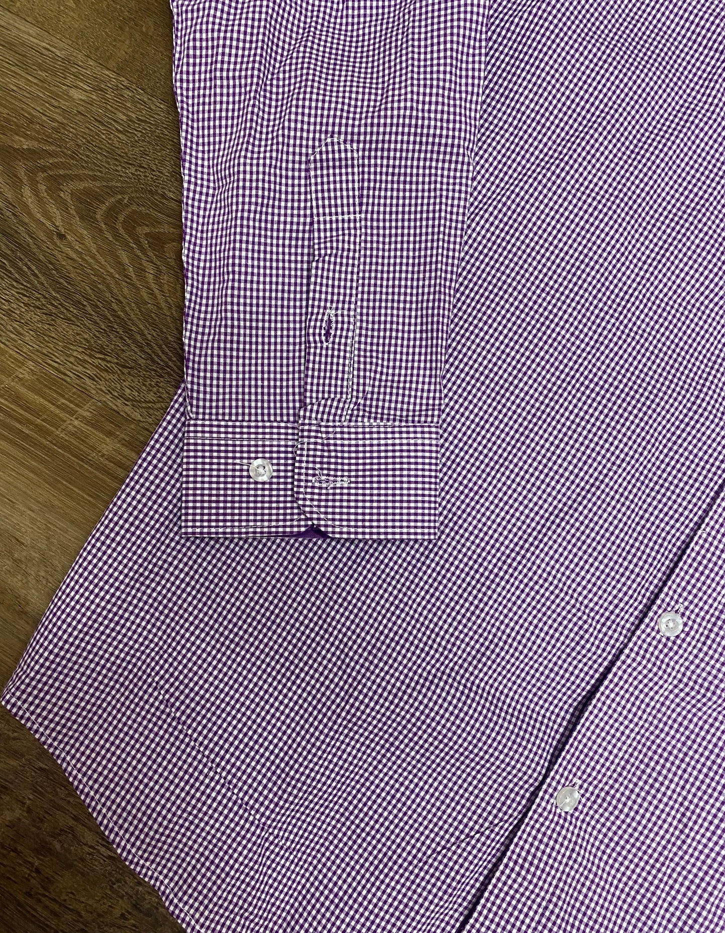Men’s long sleeve button up(purple/white)