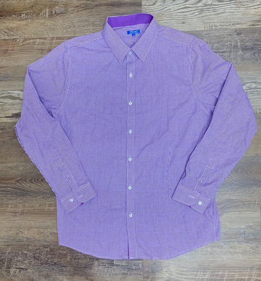 Men’s long sleeve button up(purple/white)