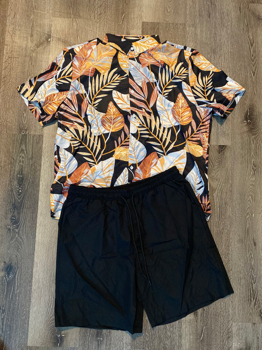 Tropical print men’s short set