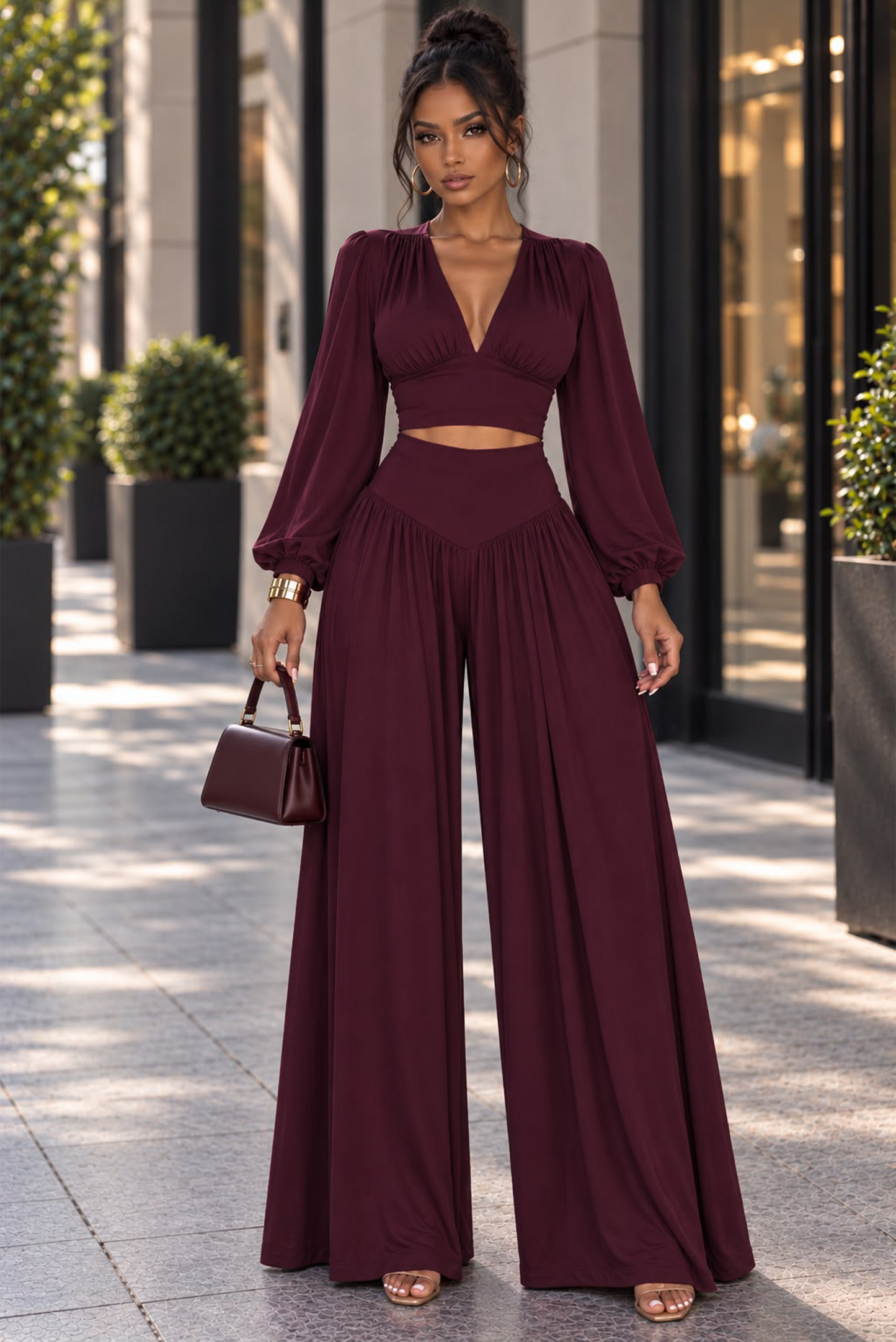 After Party Pants Set (burgundy)