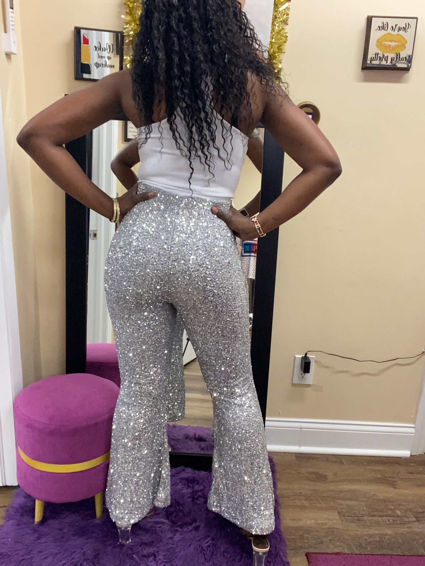 Sequin wide leg Holiday pants