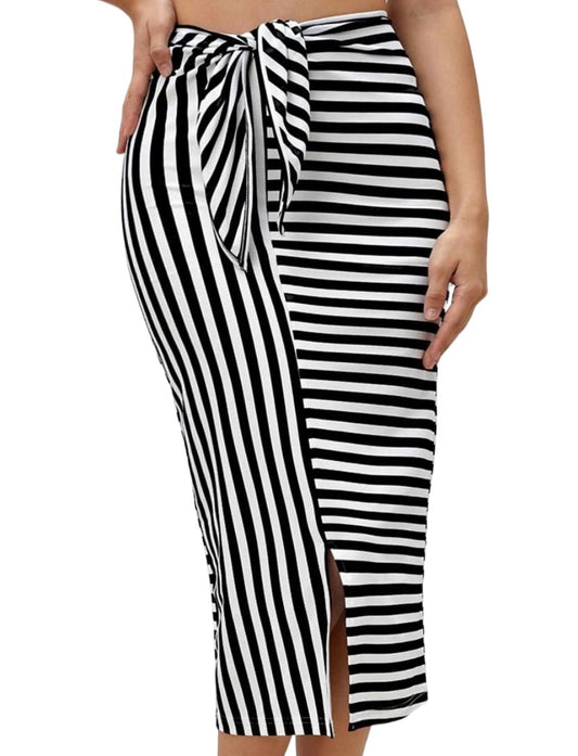 Stripe pencil knot tie skirt