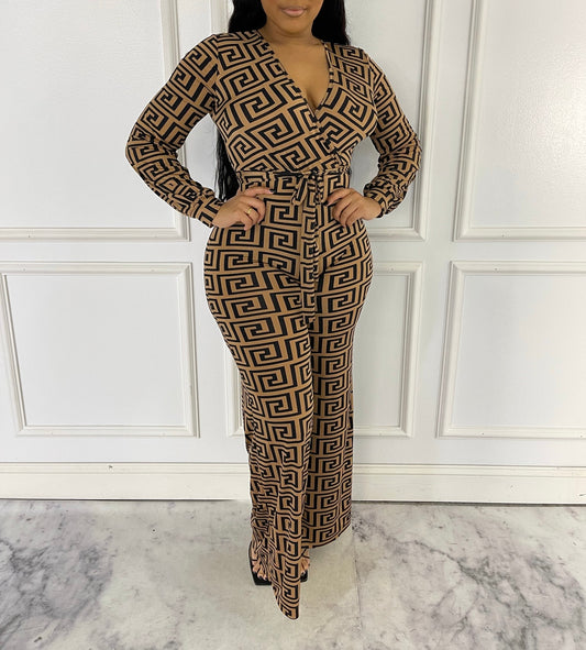 Maze Print wide leg jumpsuit