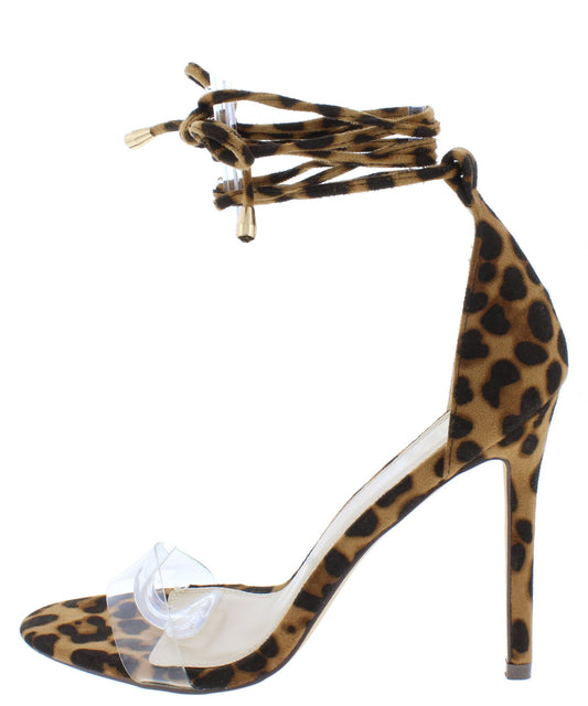 Leopard strap heels