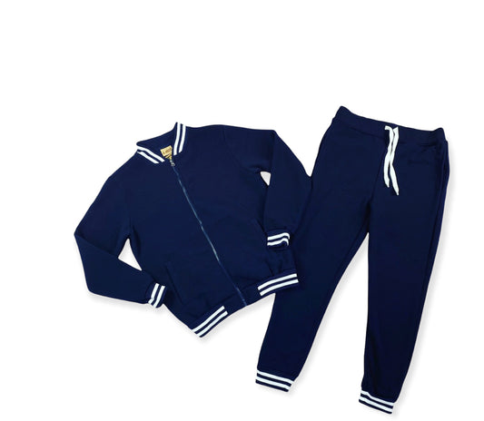 Varsity Jacket & Jogger set ( navy blue )