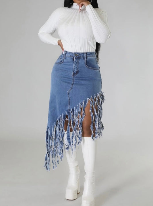 Denim tassel Skirt